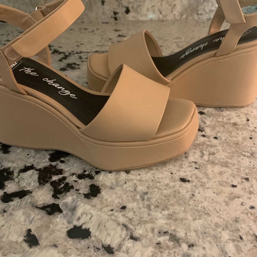 Camel Wedge Sandals